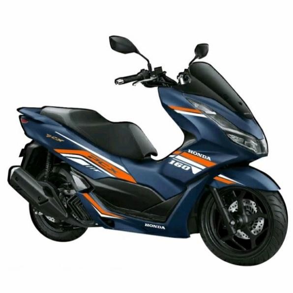 PREMIUM Striping cutting sticker Honda Pcx 160 motor biru sticker white orange