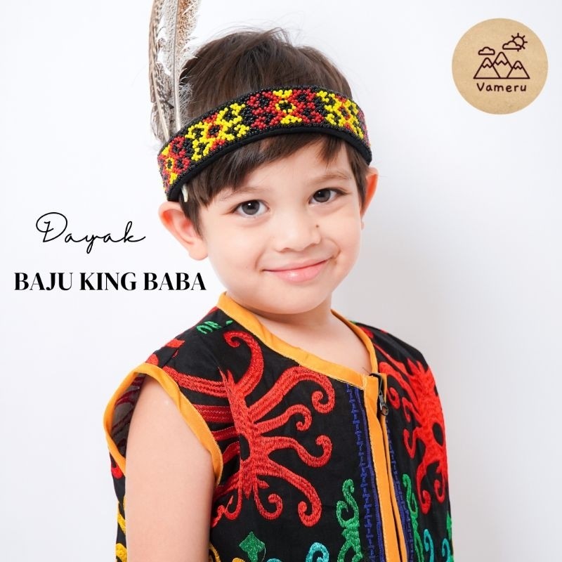PAKAIAN ADAT ANAK LAKI-LAKI DAYAK KALIMANTAN BORDIR VAMERU