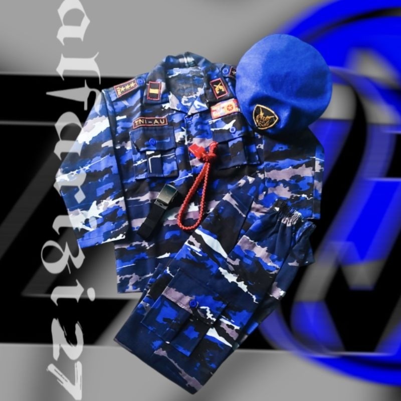 Baju Loreng TNI AU Anak / TNI Auri / Kostum / Seragam Cilik 1 Set Berkualitas Tinggi
