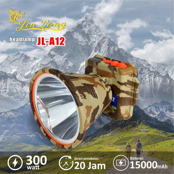 SENTER KEPALA WATERPROOF TAHAN AIR BATERAI TAHAN LAMA JINLONG JL-A12 300WATT
