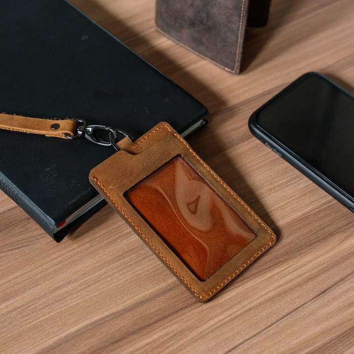 

Lanyard Kulit Magnet Id Card Holder Name Tag Kulit Asli