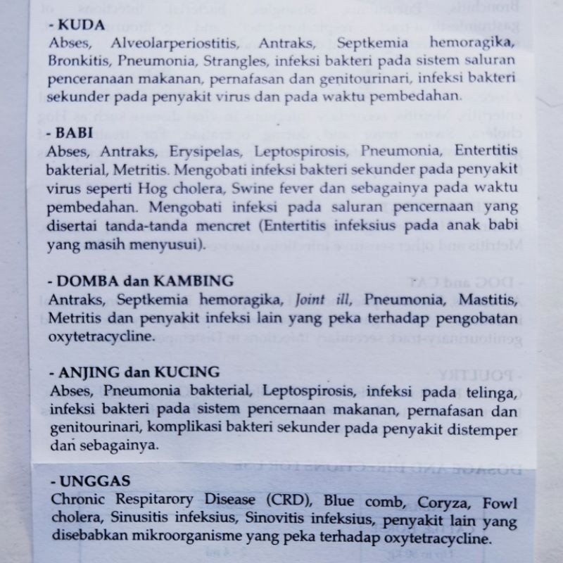 Vet Oxy SB 50 ML - Obat Hewan Ternak Sapi Kambing Kucing Anjing