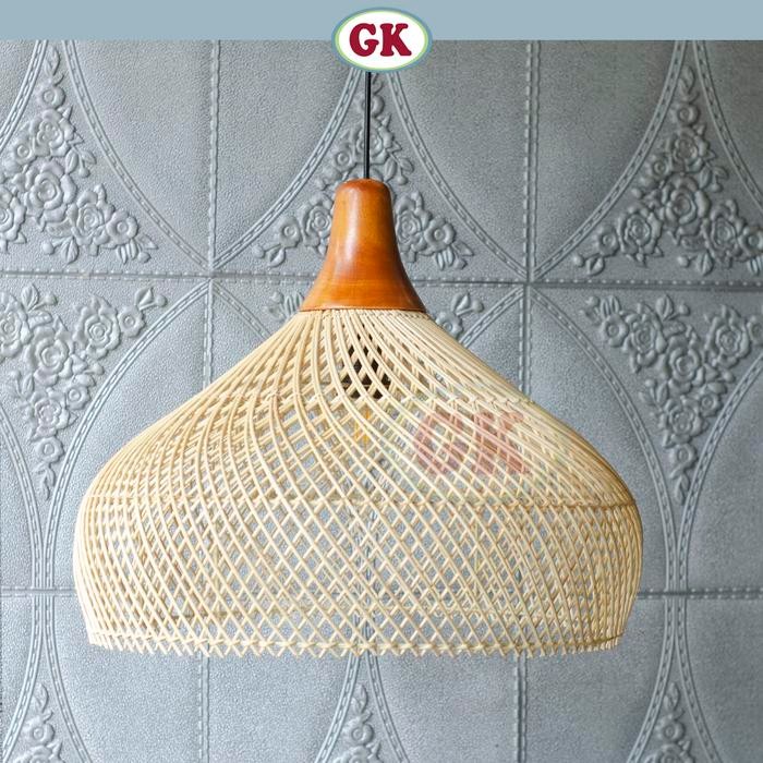 Kap Lampu Gantung Rotan KUBAH 13 - Dekorasi Lampu Kayu Cafe