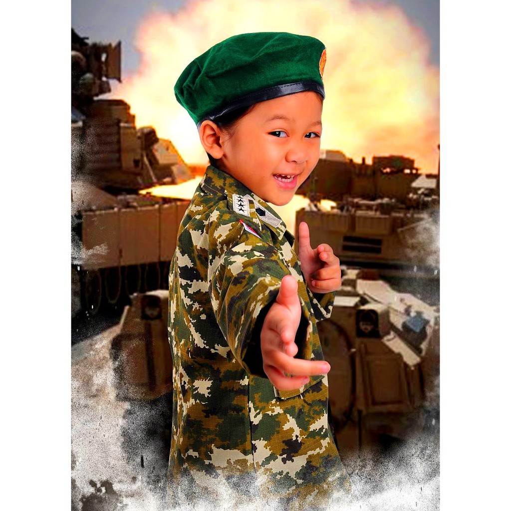 RB223 Loreng Kostrad anak Baju loreng TNI AD Kostrad Kostum TNI Kostrad Bonus Tembakan