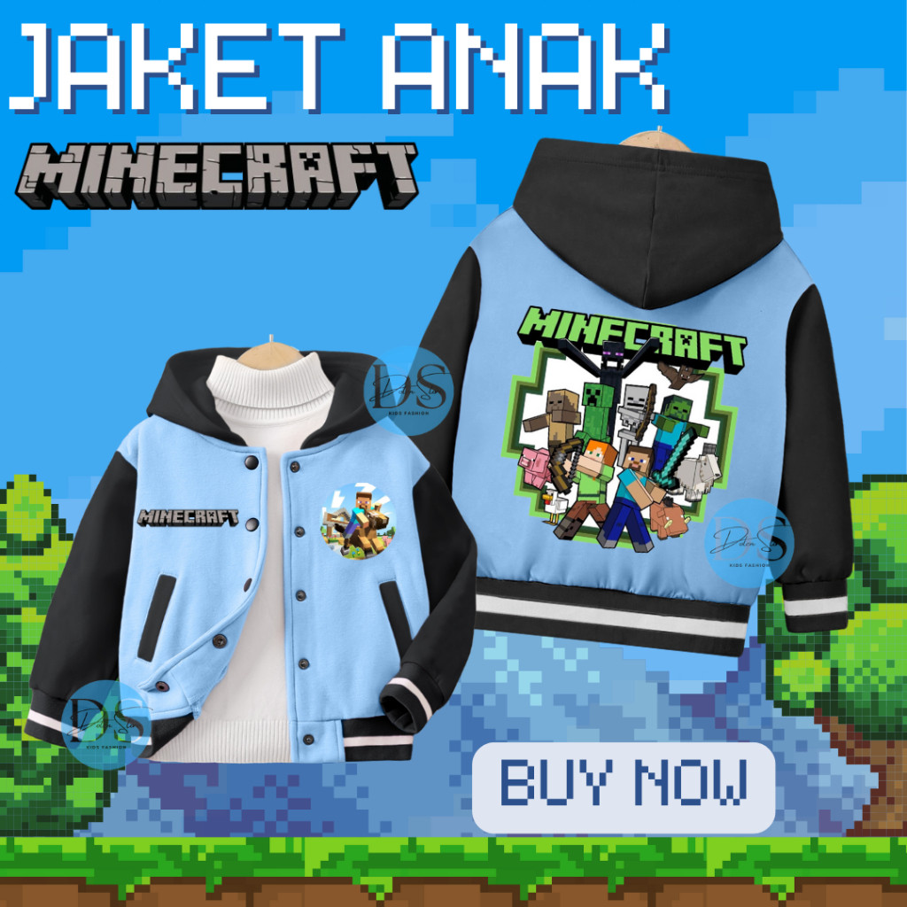 RB223 JAKET ANAK MINECRAFT LAKI LAKI PEREMPUAN USIA 2-12 TAHUN POCKET EDITION
