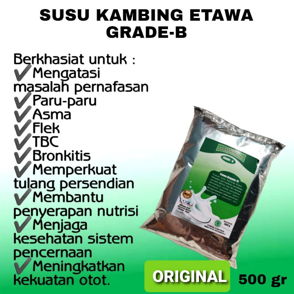 

MURAH SUSU KAMBING GRADE B UKURAN 500GR UNTUK MENGOBATI TBC FLEK ASMA DAN LAMBUNG