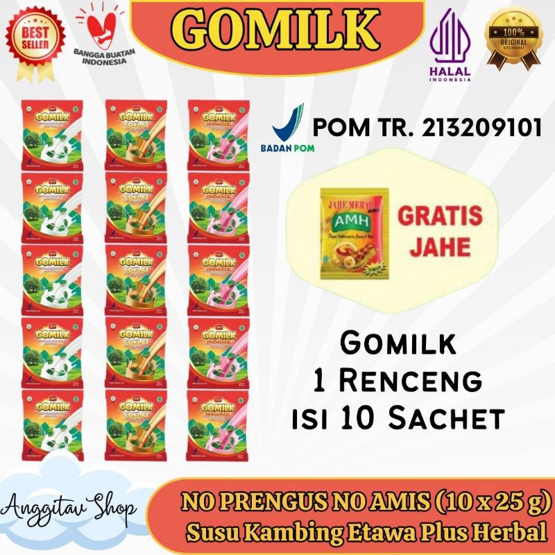 

Susu GOMILK SACHET 1 Renceng 1025g Susu Etawa plus Herbal