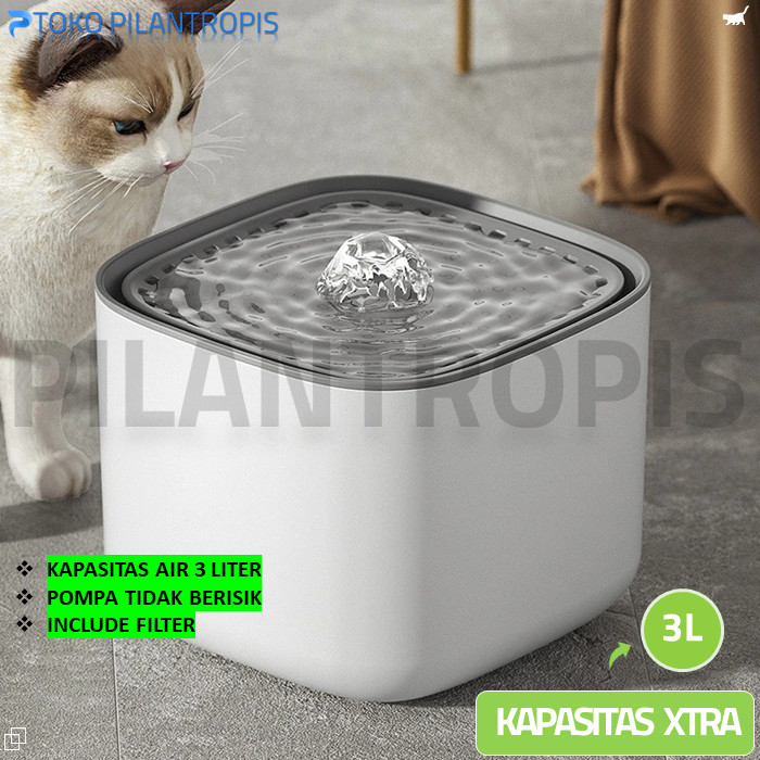 Water Fountain Kucing 3L Dispenser Minum Kucing Otomatis Pet Fountain Tempat Minum Kucing Otomatis