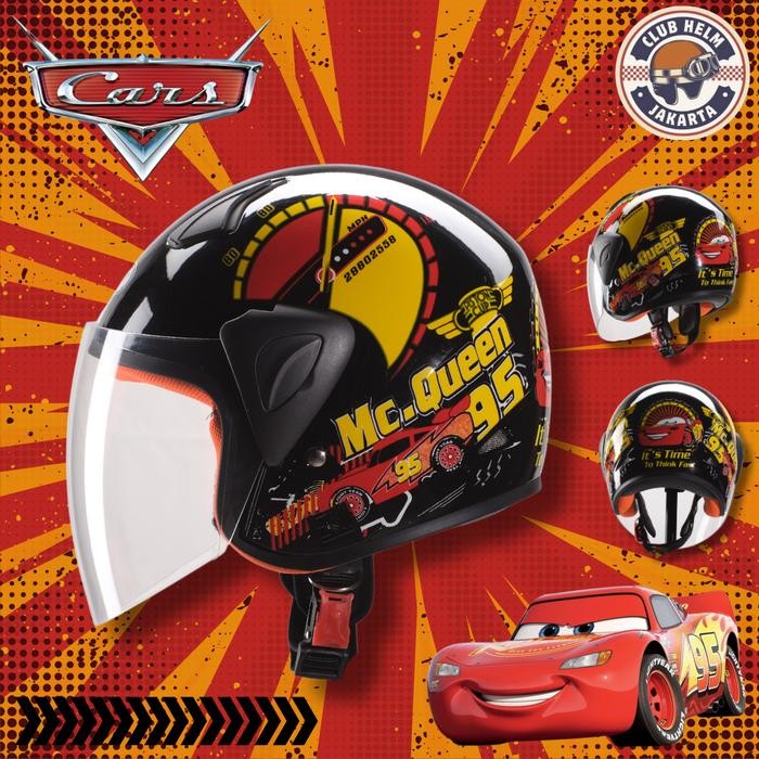 Helm Anak Junior Half Face Karakter Cars Mcqueen Untuk Sepeda Motor