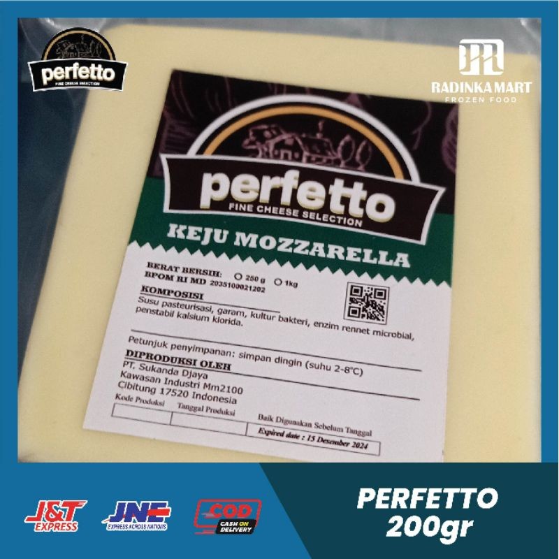 

Keju Mozzarella Perfetto 200gr Murah / Perfetto mozarella chesse 200g - keju mozzarella perfetto exp