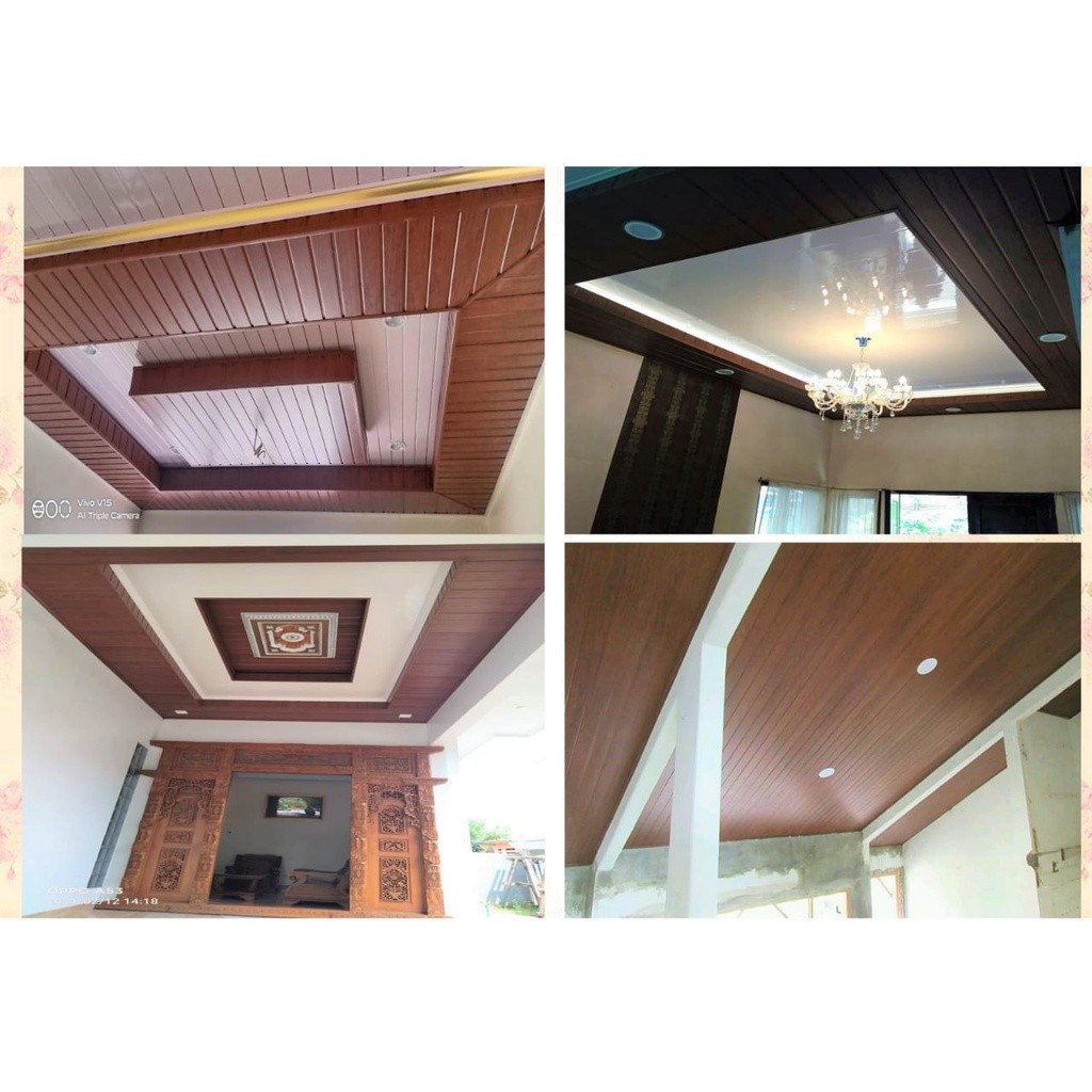 Shunda plafon pvc serat kayu coklat tua doff PL 3077-1