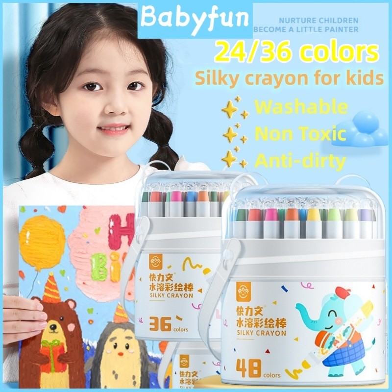 

Meriyah Storee - Free BrushBabyfun 24/36/48 pcs Crayon For Kids- Washable Non Toxic Colouring