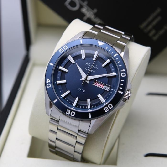 Jam Tangan Pria Alexandre Christie Ac 6512 Ac6512 Silver Blue Original