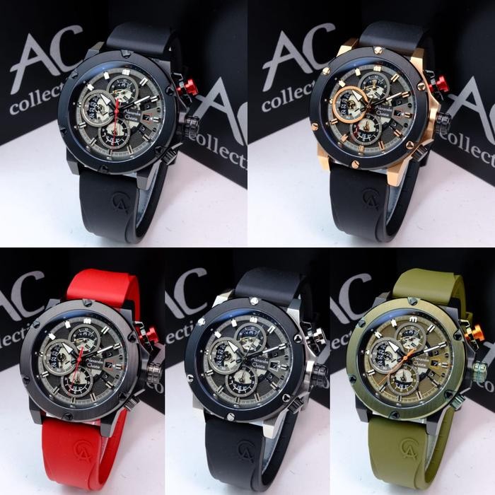 Jam Tangan Pria Alexandre Christie Ac 6491 Ac6491 Black Rubber Original