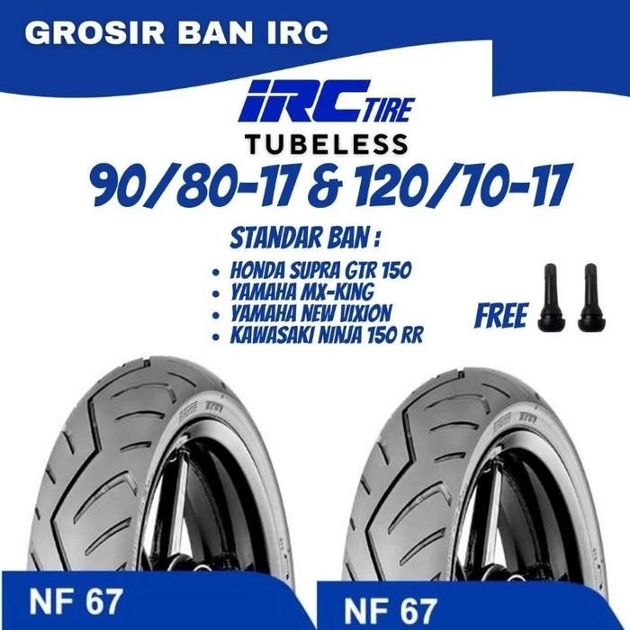 PREMIUM Paket Ban 1 Set IRC 90/80 17 & 120/70 17 Tubeless ORI Untuk Ban Motor Supra GTR Sonic 150