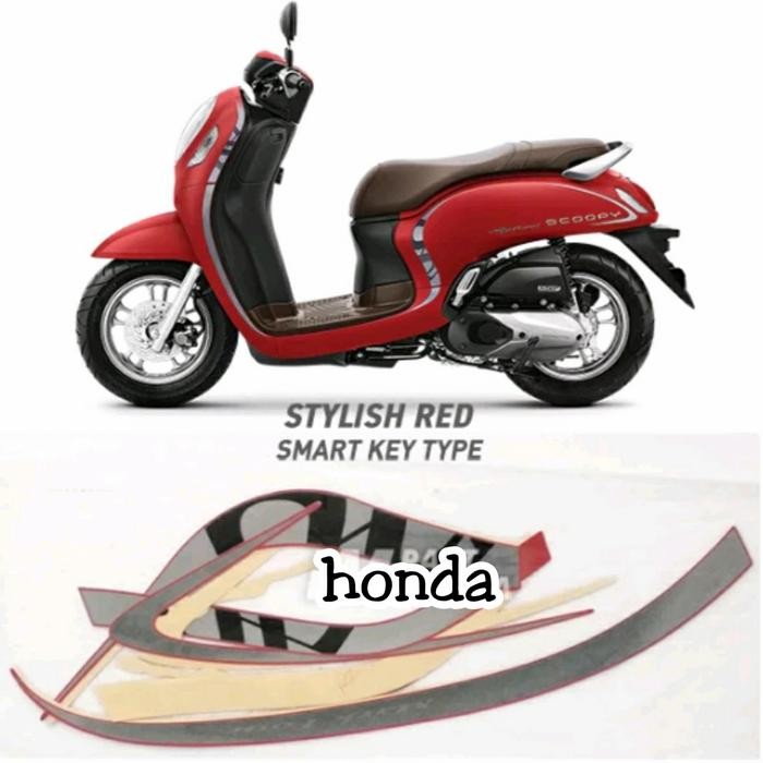 PREMIUM Lis sticker striping full body stiker scoopy 2021 merah dof doff ori