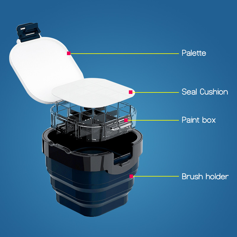

Watercolor Palette Box Folding Bucket Artist Paint Palette 16 Airtight Deep Wells Airtight for Watercolors, Gouache, Acrylic