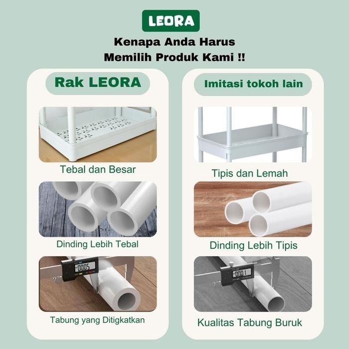 Leora Net 5 Susun Rak Susun Serbaguna Rak Sudut Rak Plastik Rak Buku Rak Jumbo Rak Sepatu Rak Piring