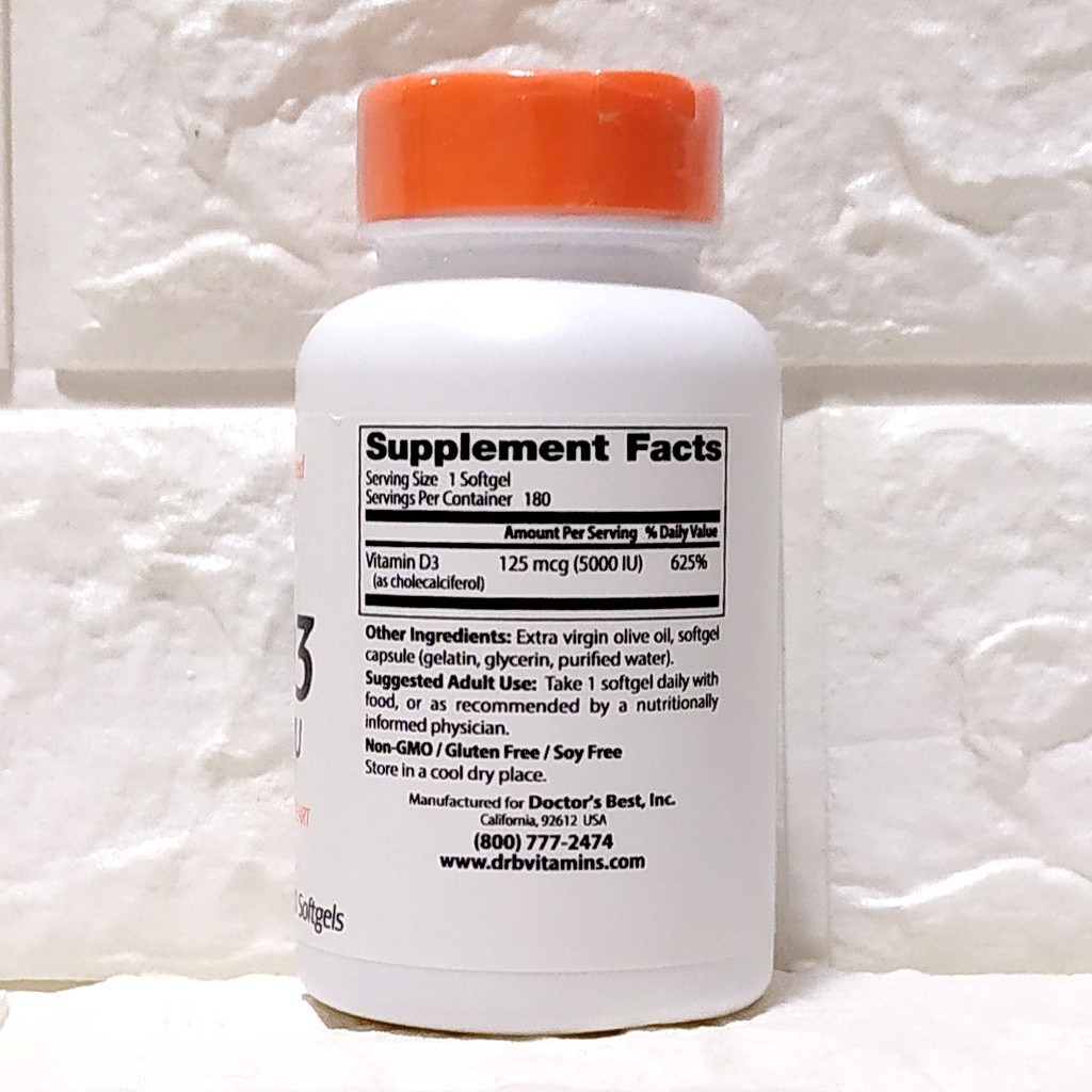 Doctors Best Doctor's Best Vitamin Vit D 3 D3 0iu 0IU 180 Doctor Best