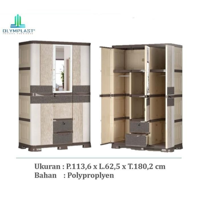 meta [OLYMPLAST] - Olymplast Lemari Plastik 3 Pintu / Lemari Baju / Lemari