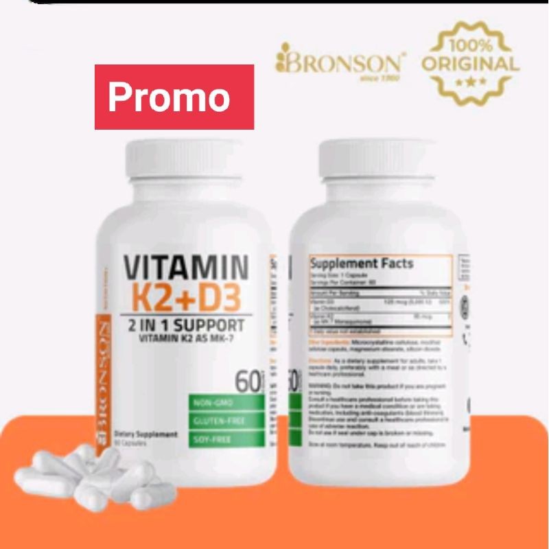 Vitamin K2+D3 Bronson 5. IU 60 Capsul Heart Bones Immunity