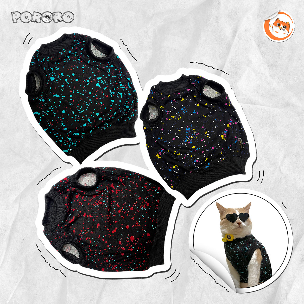 Pororo - Baju Kucing Marble Paint Katun Premium