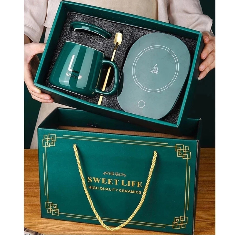 Alas Penghangat Mug Kopi Tatakan Cangkir Pemanas Suhu Konstan Set Alas Mug Elektrik USB Hadiah Rumah