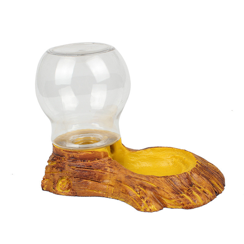 Dispenser Air Reptil Otomatis Mangkuk Air Reptil Resin Katak Kadal Kura-kura dengan Botol untuk Deko