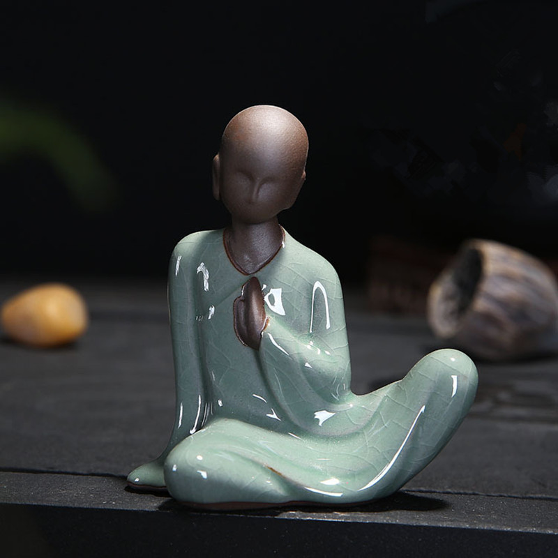 Patung Buddha Kecil Tathagata India Yoga Mandala Patung Keramik Upacara Minum Teh Ornamen Hadiah Dek