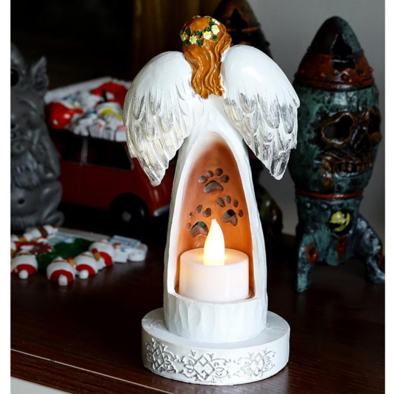 Dekorasi Taman Luar Ruangan Tempat Lilin Bunga Peri Hidup Romantis Resin Malaikat Ornamen Dekorasi H