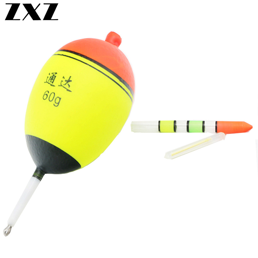 5 Buah 40-80G EVA Bobber Pelampung Pancing Ikan Mas + 5 Buah Tongkat Bercahaya Malam Bercahaya Akses