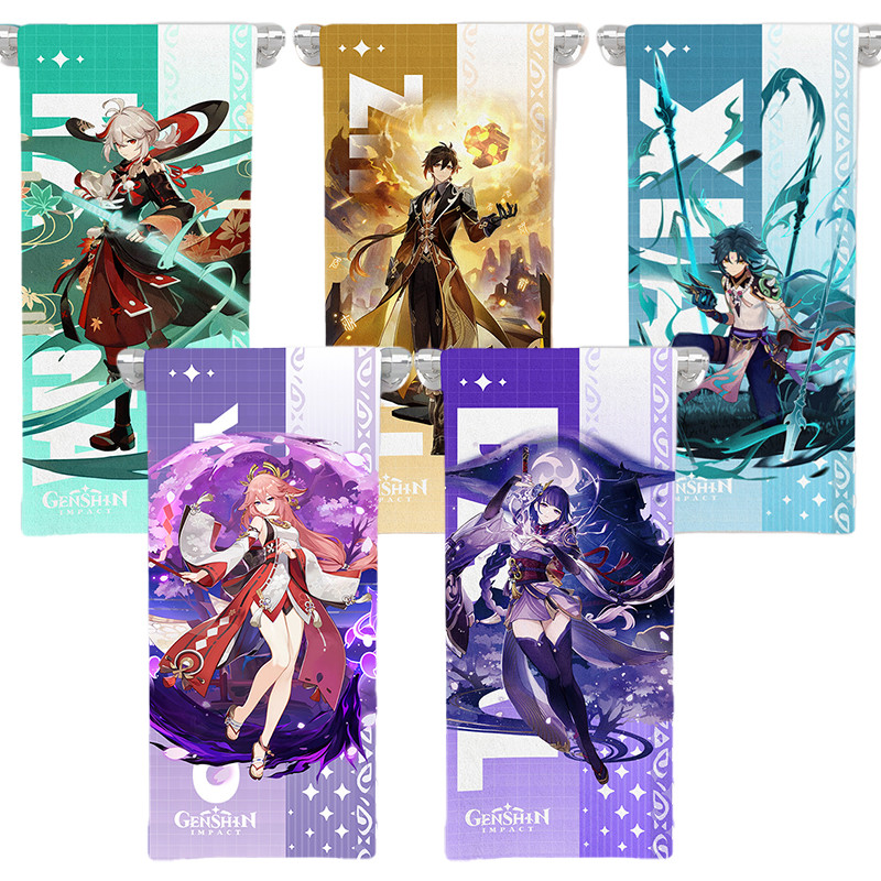 Genshin Impact Hutao Venti Anime Handuk Penyerap Air Cuci Muka dan Handuk Mandi