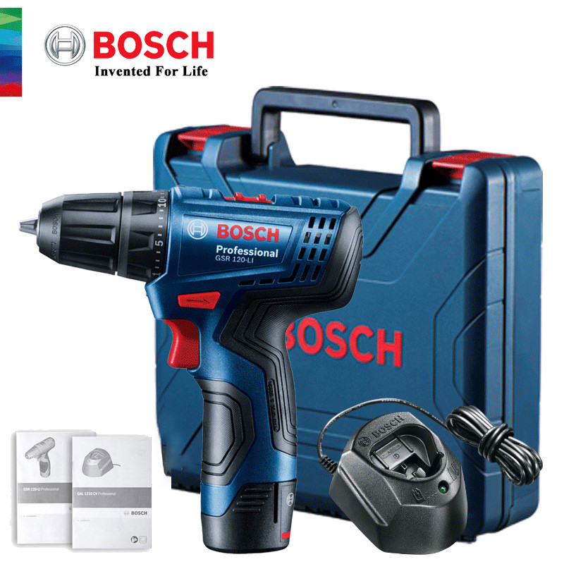 Bor Listrik Bosch Asli GSR 120-LI 12V Bor Listrik Tanpa Kabel Dapat Diisi Ulang Alat Listrik Obeng D