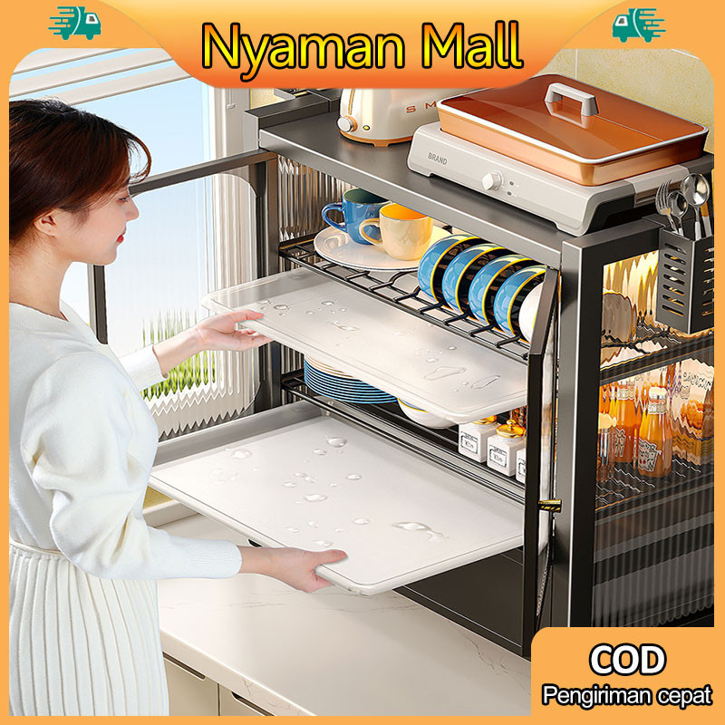 Ready Stock Rak Piring Tertutup Stainless Lemari Piring Tertutup Tebal Berkapasitas Besar Dengan