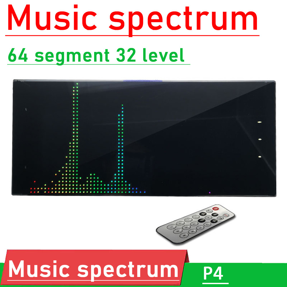 RGB6432 Tampilan Jam Spektrum Musik Penuh Warna Kontrol Suara Jarak Jauh Indikator Tingkat Penganali