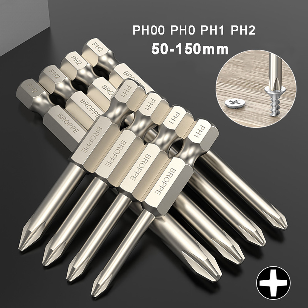 1x S2 Mata Obeng Magnetik 50Mm PH00 PH0 PH1 PH2 1/4 "Hex Shank Phillips / Mata Bor Obeng Kepala Sila