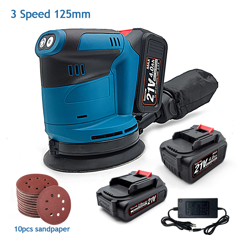 Mesin Pengampelas Elektrik 3 Kecepatan 125Mm Motor Orbital Acak Penggiling Kayu Pengasah Pemoles Mes