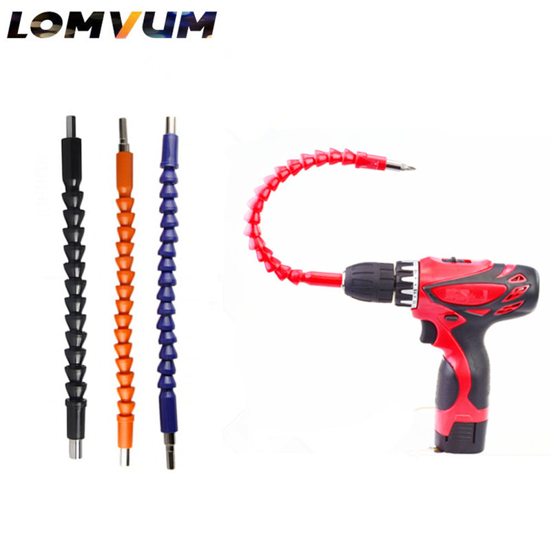 LOMVUM 295mm Ular obeng listrik bengkok adaptor universal batang ekstensi tabung bor listrik kepala 