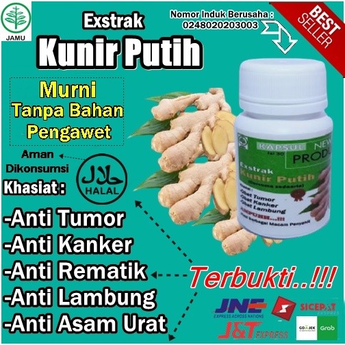 OBAT KUNIR PUTIH PREMIUM HERBAL KUNYIT PUTIH ASLI JAMU KUNIR SERBUK KANKER TUMOR MAAG LAMBUNG ASAM