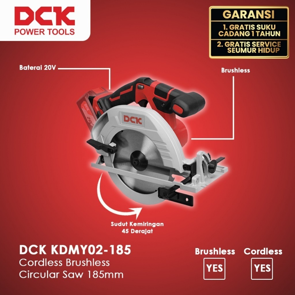 DCK KDMY02-185 Cordless Brushless Circular Saw 185mm