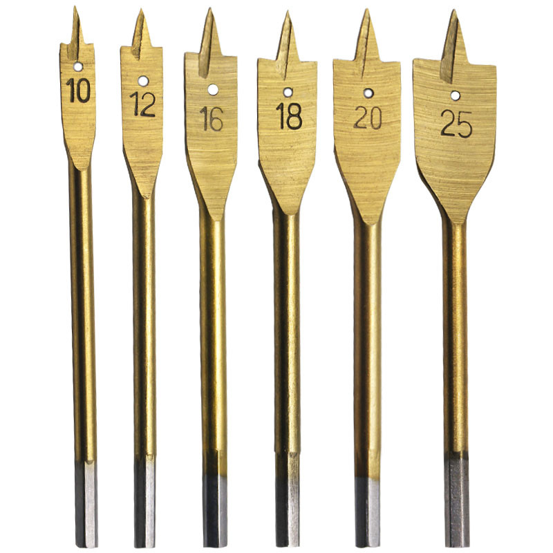 Titanium Coating Drill Bit Set, 3-Point Hole Cutter, Woodworking Flat Core Drill Bits Tools, Drawer 