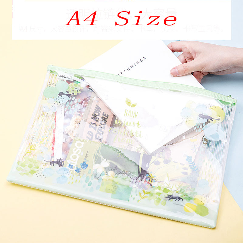 

3 Pcs/Lot Creative Mesh Plastic File Folder Bag Cute Little Cat Document File Paper Zipper Bag Filling Office School Supplies
