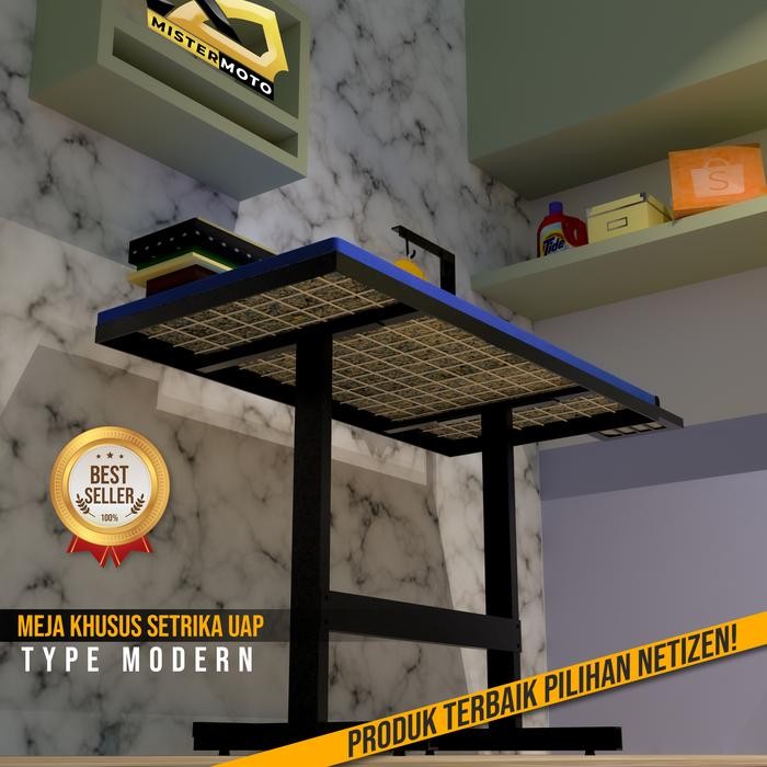 Meja setrika uap laundry Garansi 5 thn lengkap busa rebonded dan alas