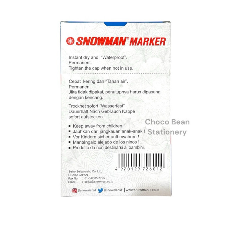 

[ 1 Pack ] Spidol Permanent Snowman G-12 / Spidol Permanen Snowman G12