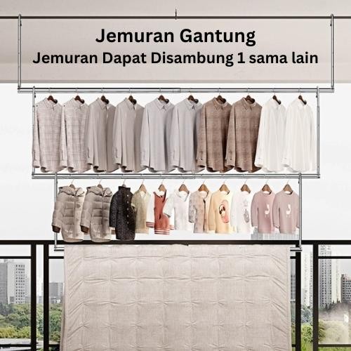 Jemuran Gantungan Dinding Jemuran Portable Lipat Dinding Stainless Jemuran Balkon Kanopi - Nanjiren