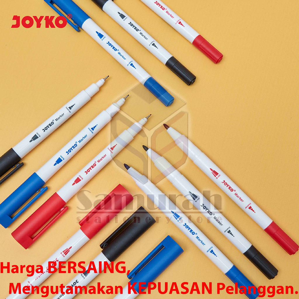 

Spidol Marker Joyko MK 64 / 2 Mata Pena Tipis - Tebal / Double tip Finer - Bullet Tip / Hitam - Biru