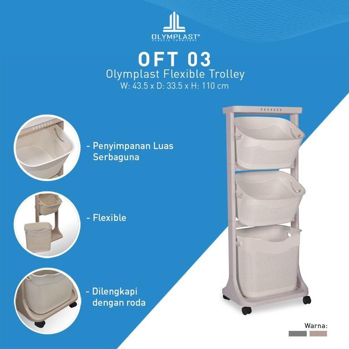 LAUNDRY BASKET OLYMPLAST PLASTIK SUSUN 3 KERANJANG BAJU