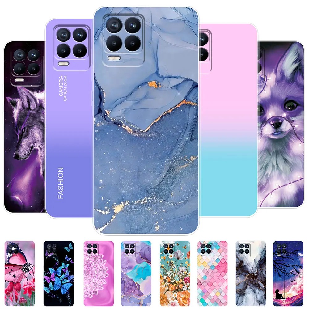 For Realme 8 4G 5G Case 8 Pro Soft Silicone Case For Oppo Realme 8I Rmx3151 Clear Marble Back Cover
