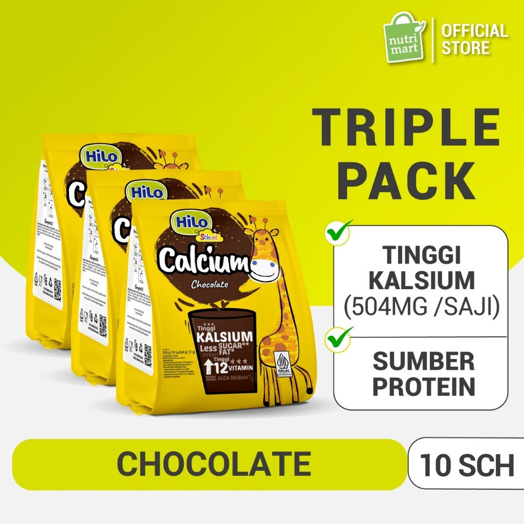 

Triple Pack - HiLo School Gusset Coklat 10 Sachet - Susu Tinggi Kalsium Lebih Rendah Lemak