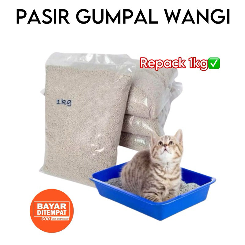 PASIR GUMPAL WANGI 1KG PASIR WANGI GUMPAL PASIR KUCING GUMPAL PASIR WANGI KUCING PASIR ANJING PASIR